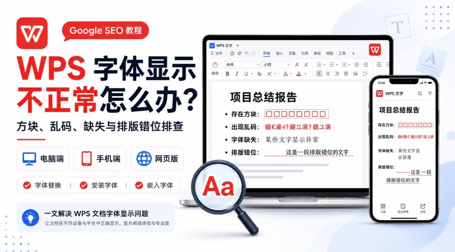 WPS 字体方块、乱码与排版错位排查方法封面