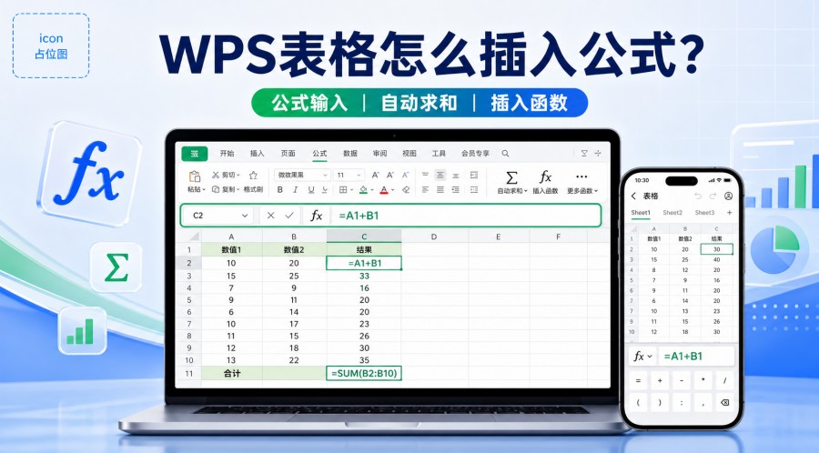 WPS 表格插入公式和自动求和教程封面