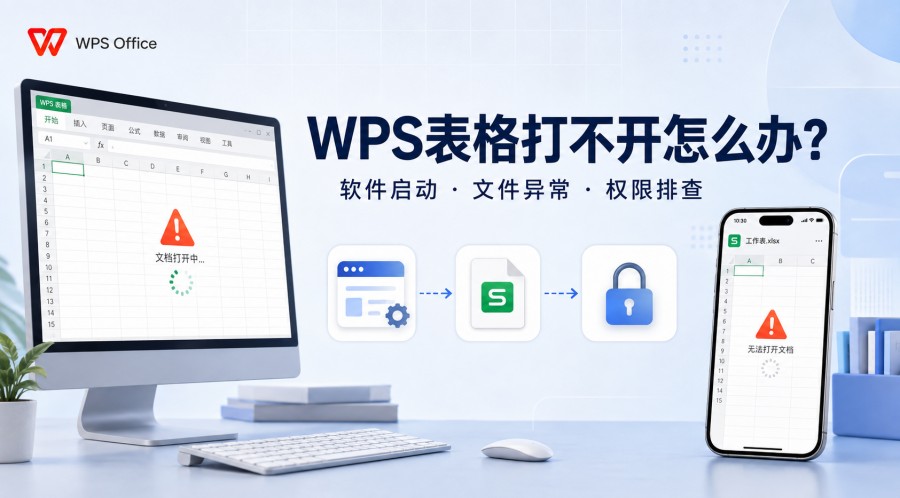 WPS 表格打不开、软件启动与 Excel 文件异常排查方法封面