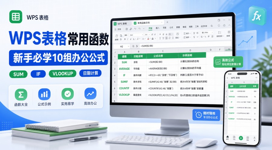 WPS 表格常用函数教程封面